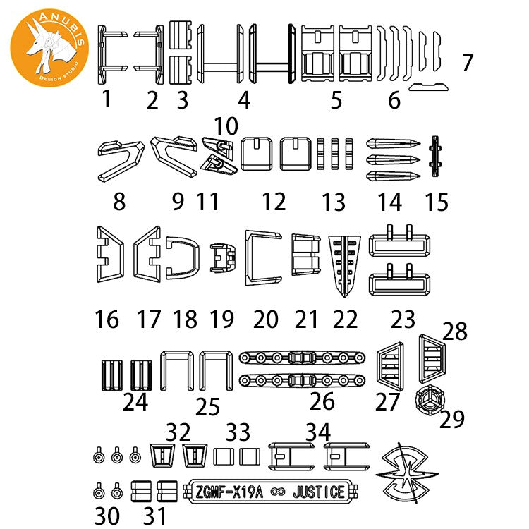 ANUBIS GP021 parts fit for HG revive infinite justice Collectibles