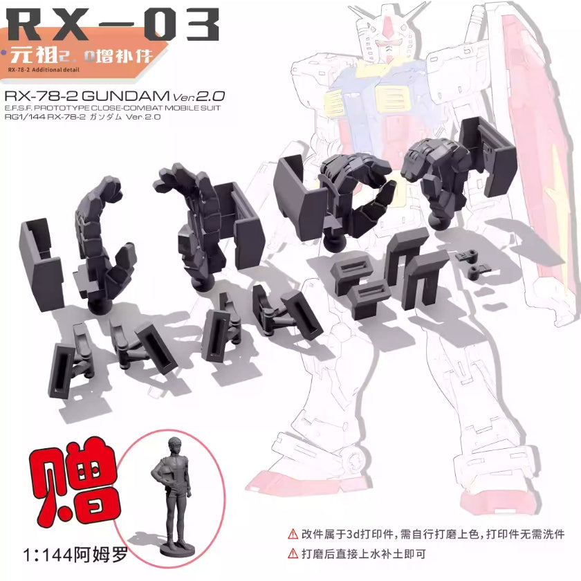 Newc Detail Upgrade Parts Styling Hands for RG RGU 1/144 RX-78-2 2.0