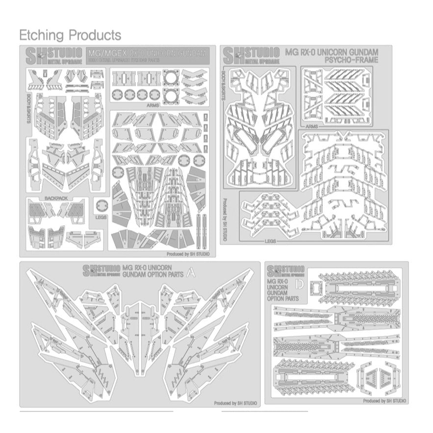 SH STUDIO Metal Etching Etched Upgrade Parts for MG 1/100 Unicorn Pefectibility