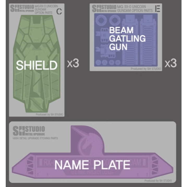 SH STUDIO Metal Etching Etched Upgrade Parts for MG 1/100 FA Full Armor Unicorn
