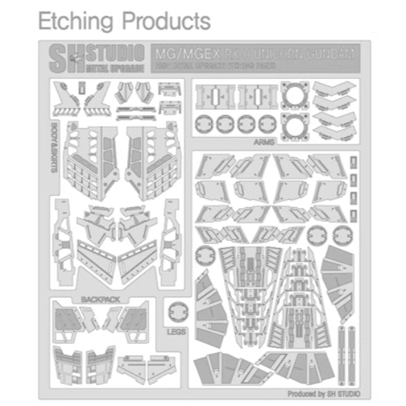 SH STUDIO Metal Etching Etched Upgrade Parts for MGEX 1/100 UNICORN