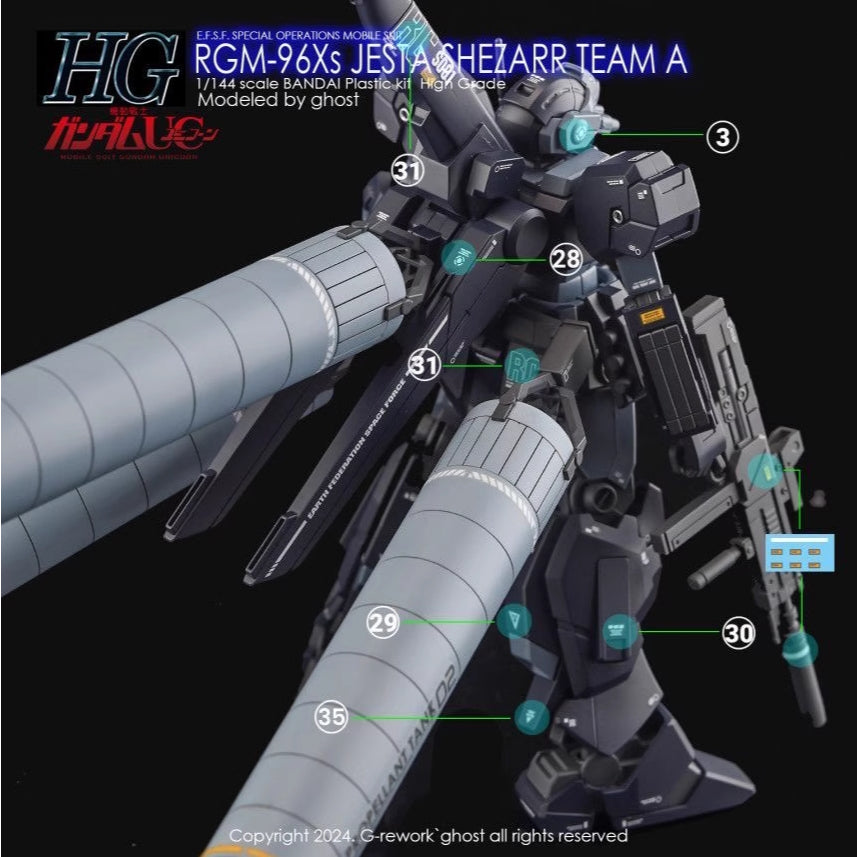 YAN FLAME Water Slide Decal for HG 1/144 RGM-96Xs SHEZARR Jesta Team A (Kits not included) (YANHG113) 20250721