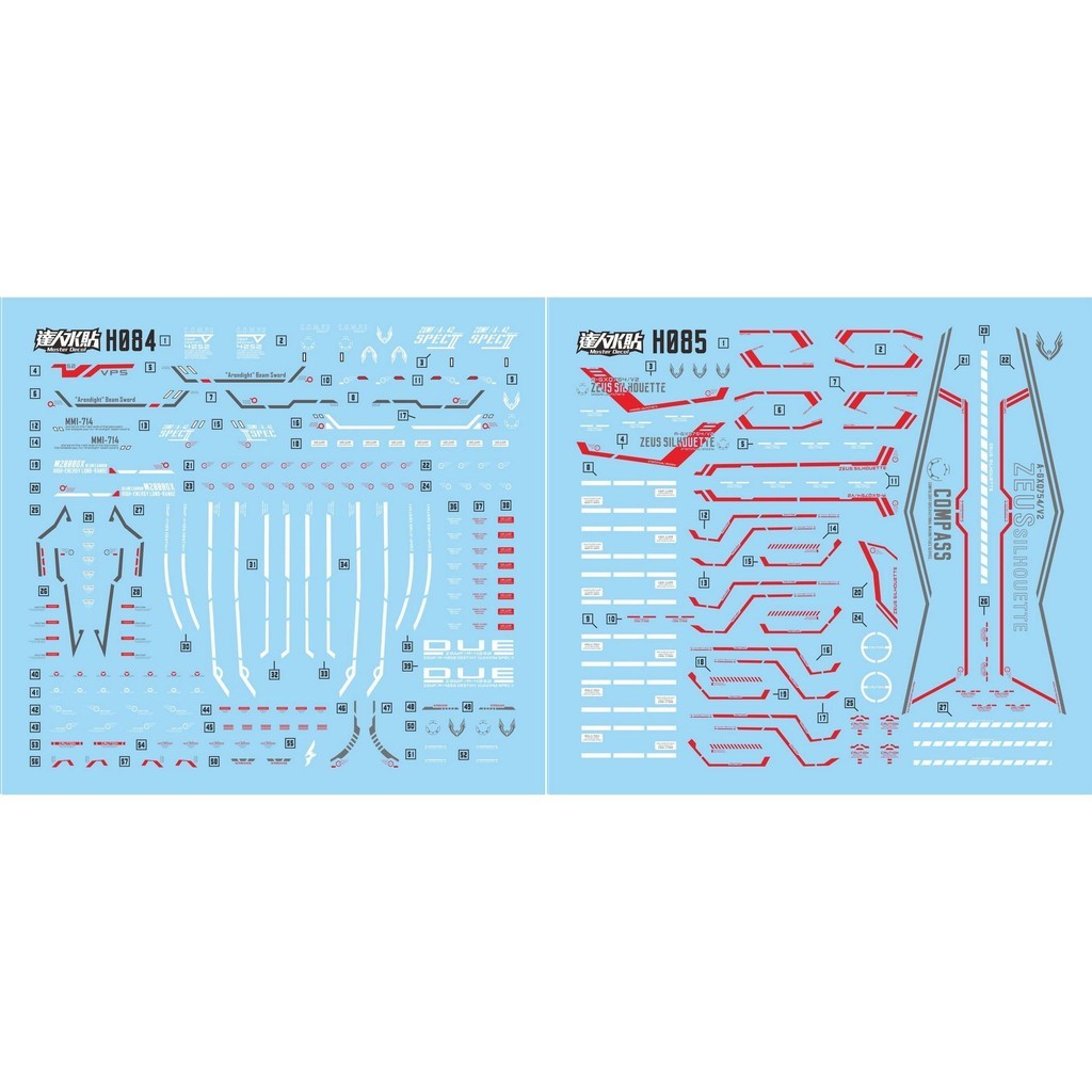 MASTER Water Slide Decal H084 H085 for HG 1/144 Destiny Spec 2 Zeus Silhouette (Kits not include)