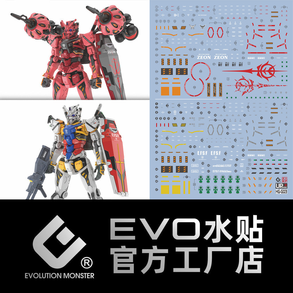 20250721 EVO decal for RX78 HG Red / White GQuuuuuuX Water slide decal (Kits not included) EVOHG044