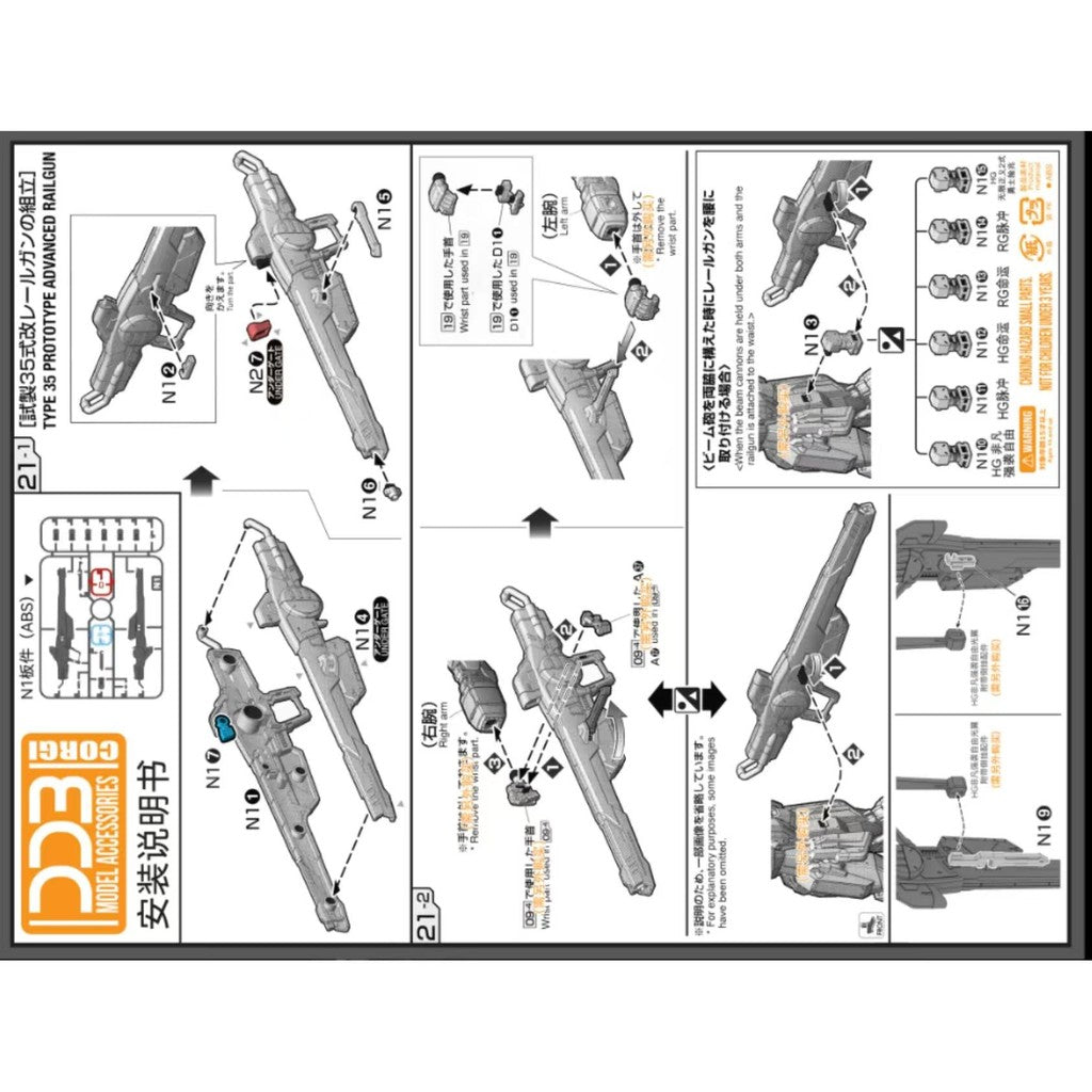 DDB 1/144 RG HG RAIL addon parts for HG Infinite Justice type 2  HG Mighty strike freedom RG HG destiny impulse  HG gelgoog menace NO KITS