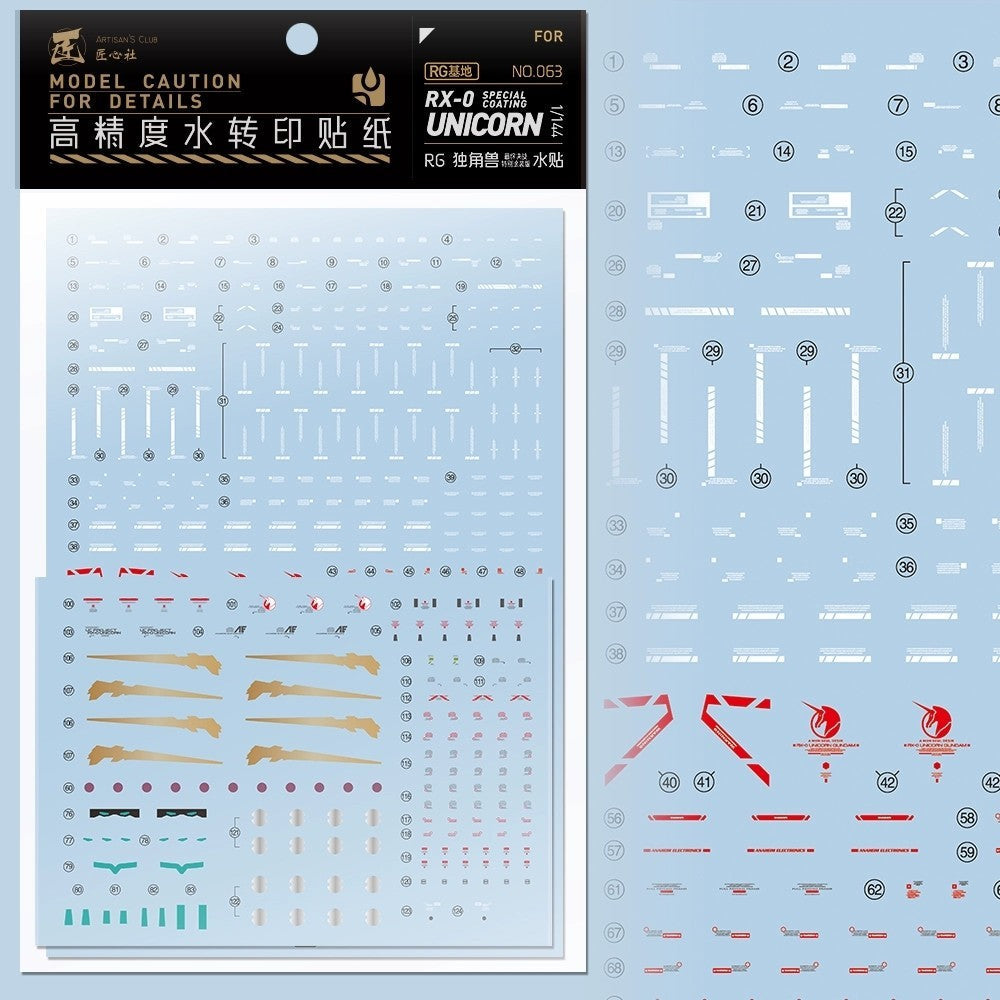 20250722 Artisan's Club RG 1/144 RX-0 Unicorn Water Slide Decal