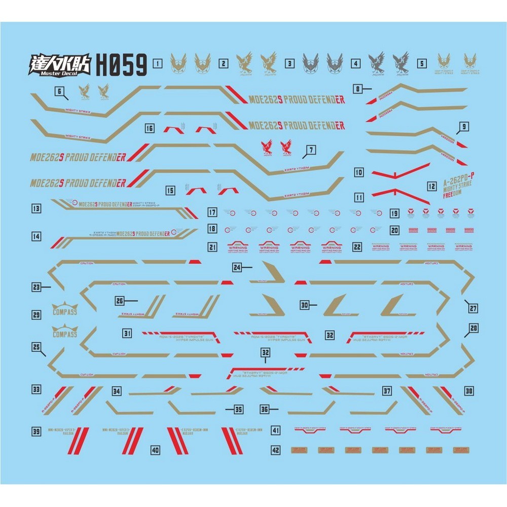 MASTER H059 HG 1/144 mighty strike freedom metal gold water slide decal Collectibles