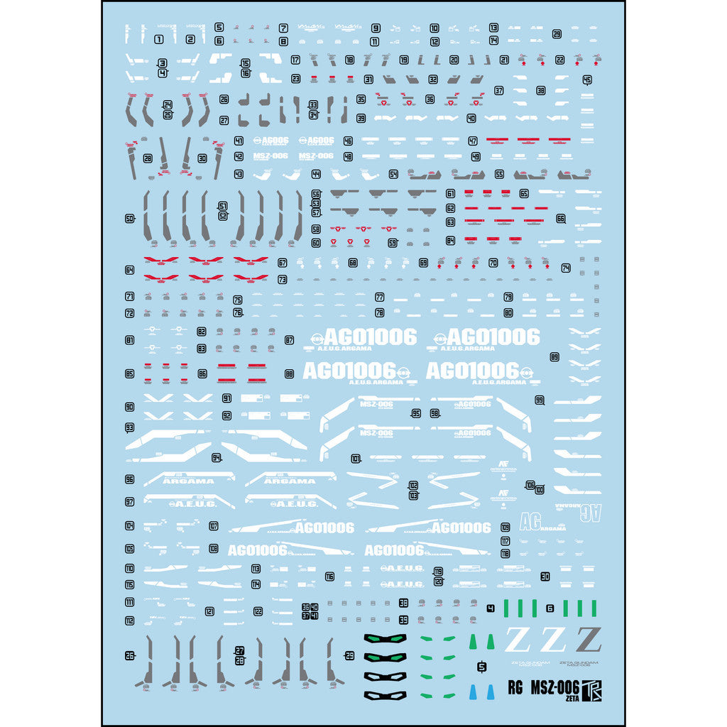 Transamsphere TRS RG 1/144 Z ZETA + Z3 Water Slide Decal TRSRG016