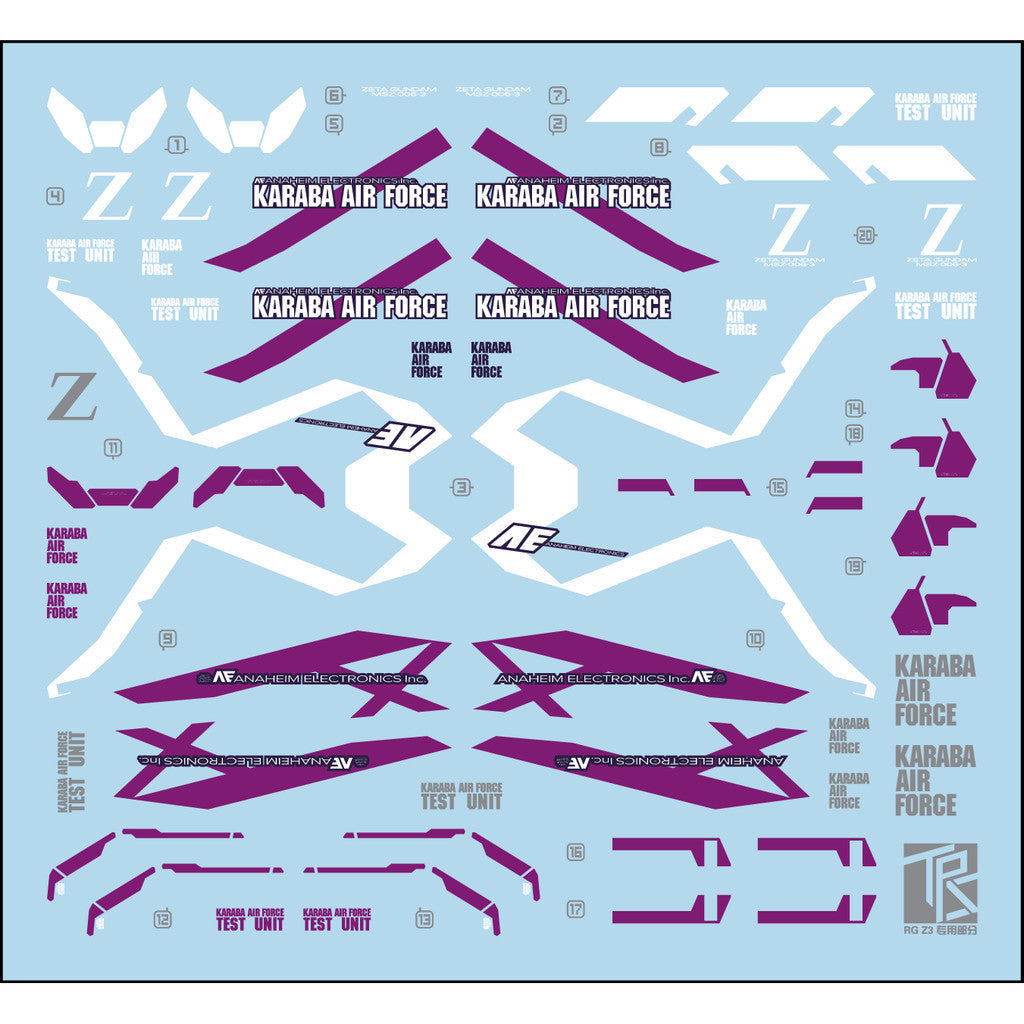 Transamsphere TRS RG 1/144 Z ZETA + Z3 Water Slide Decal TRSRG016