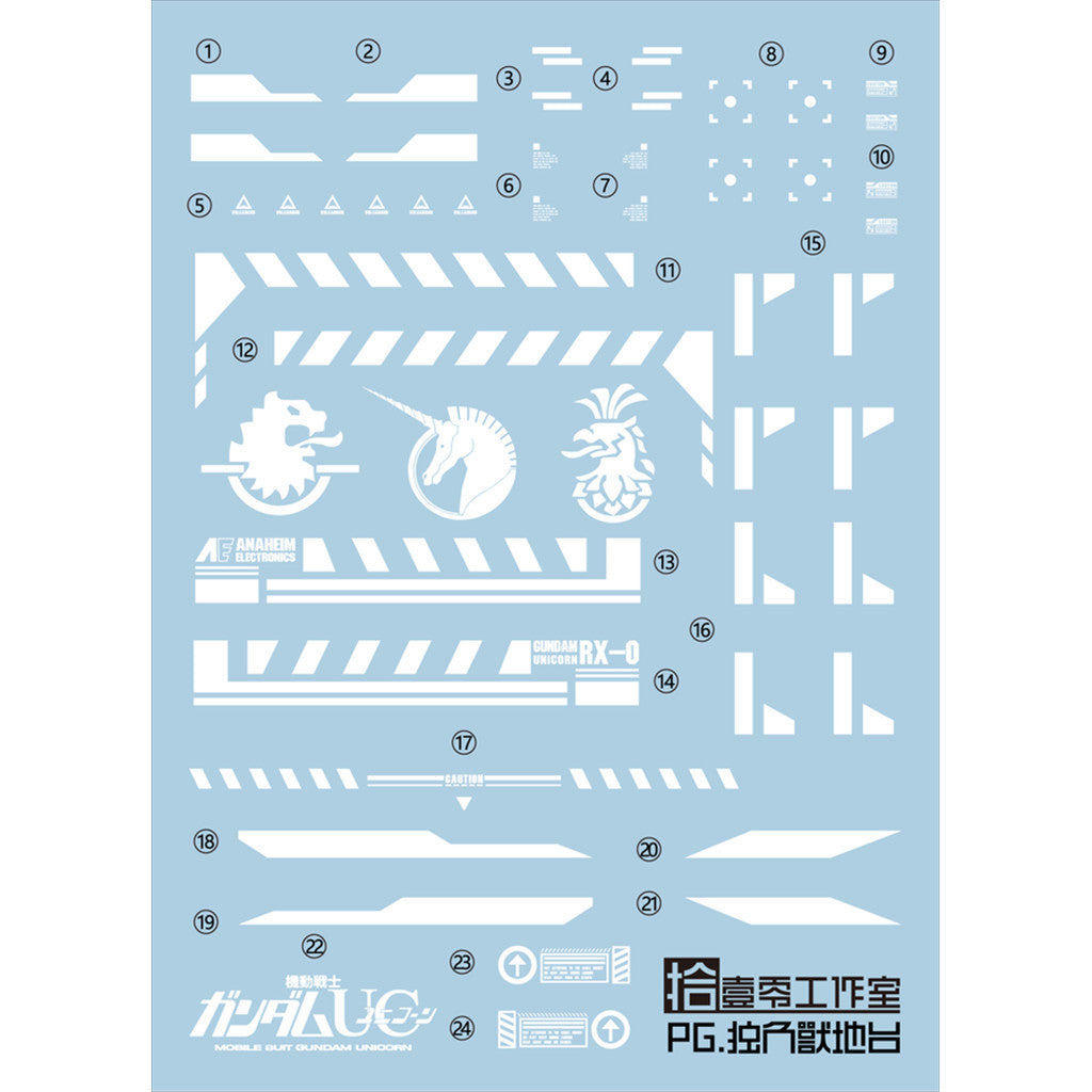 1010 Water Slide Decal PG 1/60 Unicorn Series RX-0 Unicorn Banshee Phenex Stand 1010PG006