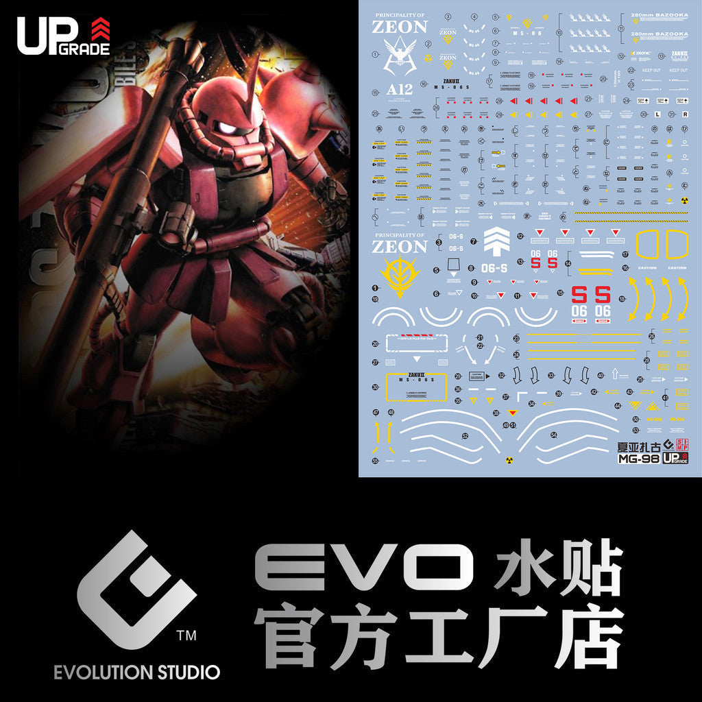 20250721 EVO MG 1/100 CHAR'S ZAKU RED fluo water slide decal EVOMG013