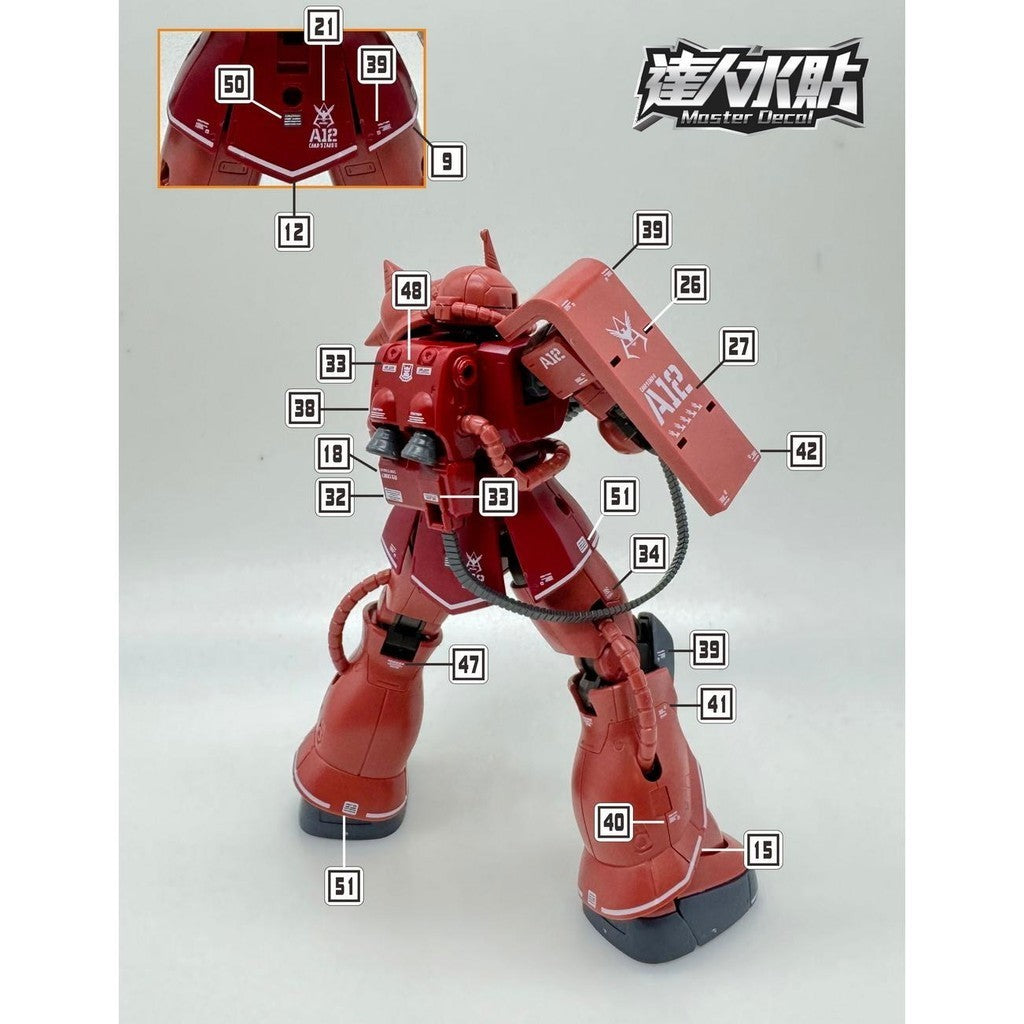 MASTER Water Slide Decal H034 HG 1/144 GTO MS-06 Zaku II C-6/R6 Type Fluo Type Collectibles
