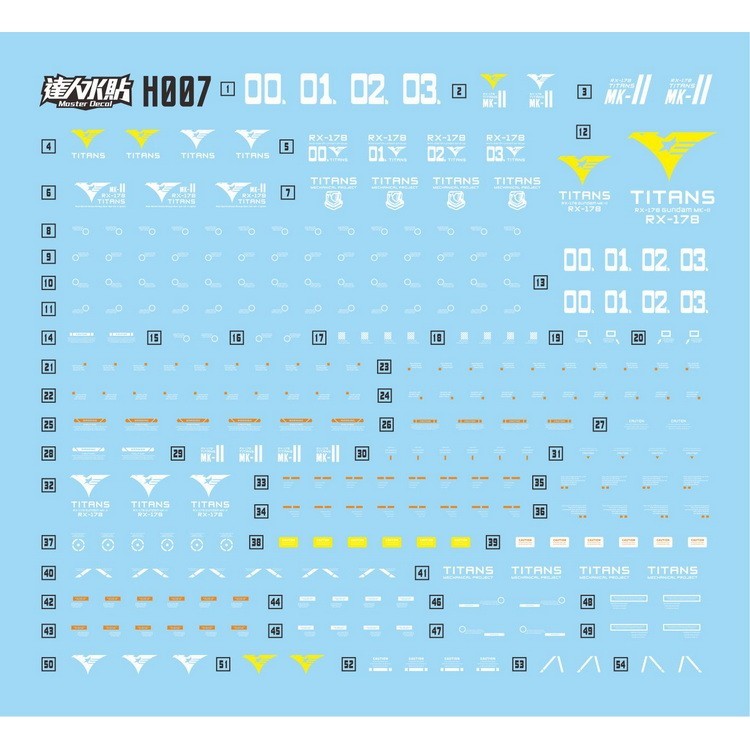 MASTER Water Slide Decal H007 HG 1/144 MKII MK2 Titans Collectibles