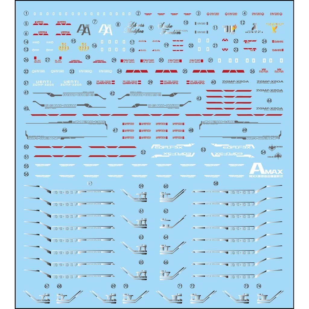 Amax MGEX Strike freedom 1/100 FLUO water slide decal AMAXMGEX001