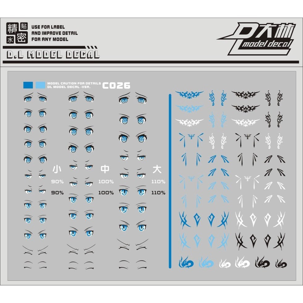 DL DALIN Water slide decal C025 Frame Arms Girl Eye Tattoo Purple