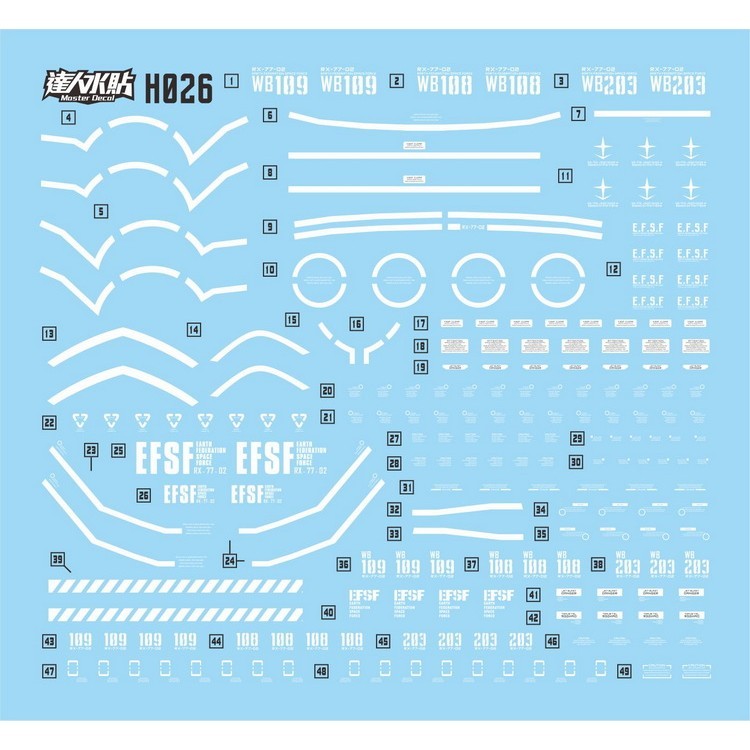 MASTER Water Slide Decal H026 RX-77-2 HG 1/144 Guncannon Fluo Type Collectibles
