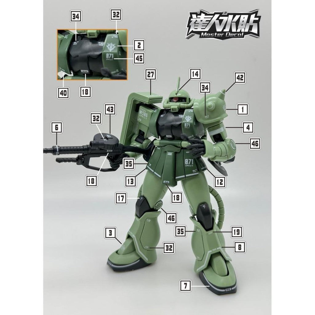MASTER Water Slide Decal H028 HG 1/144 ZAKU Fluo Type Collectibles