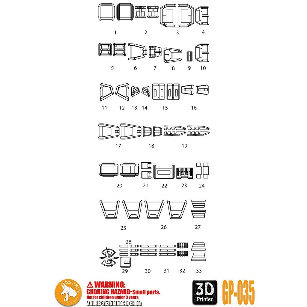 ANUBIS 3D print detail upgrade parts GP035 parts fit for MG Strike Rouge no kits