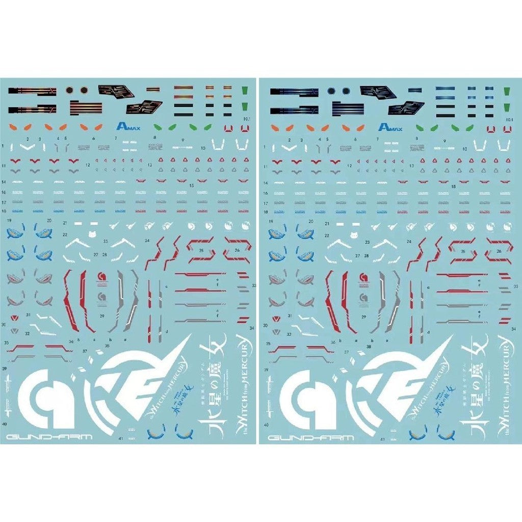 AMAX Water Slide Decal HG 1/144 TWFM AERIAL Fluo AMAXHG006 AMAXHG007