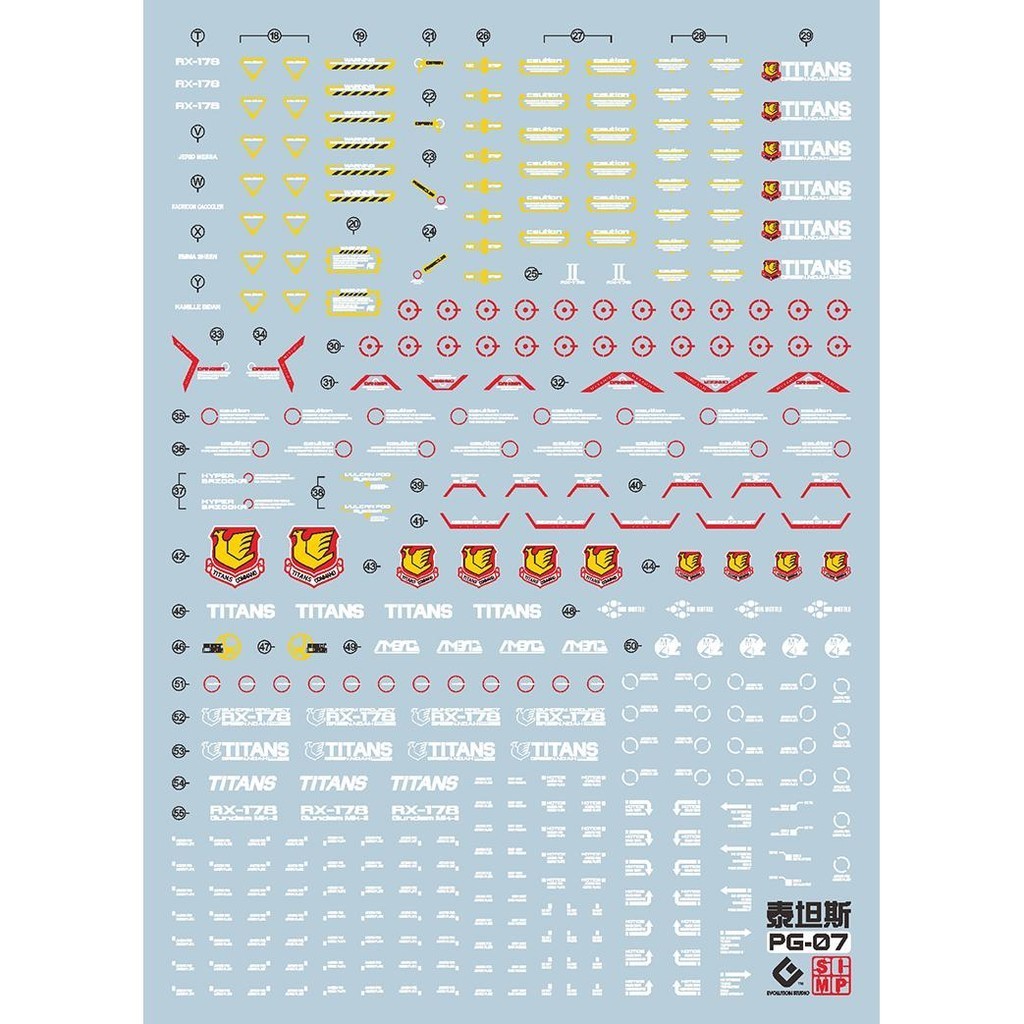 20250721 EVO PG 1/60 Mark-Ⅱ Mk-Ⅱ RX-178 Titans Fluo Water Slide Decal EVOPG002