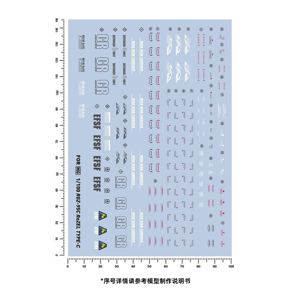 20250722 Artisan's Club MG 1/100 ReZEL / RGZ-95C ReZEL Type C Water Slide Decal