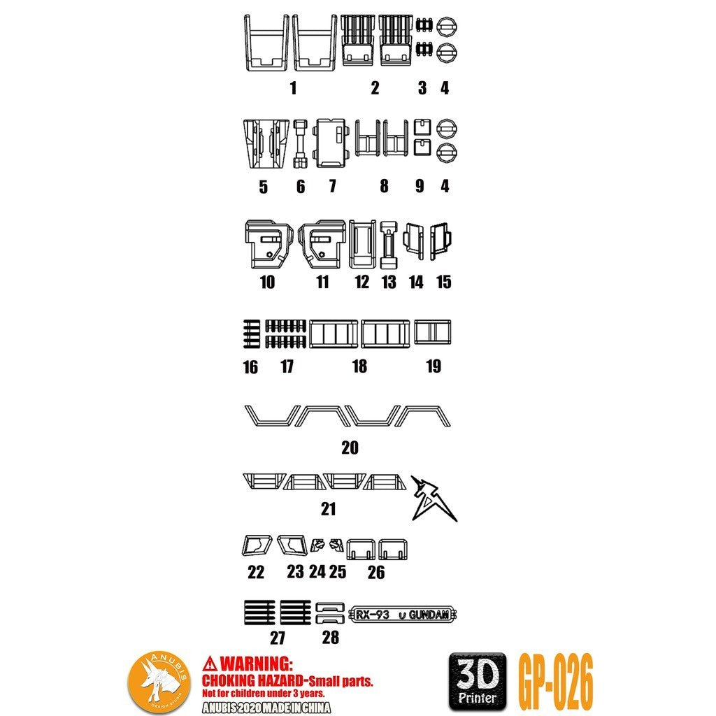 ANUBIS 3D print detail upgrade parts GP026 fit for MG RX-93 V Nu Ver.Ka no kits