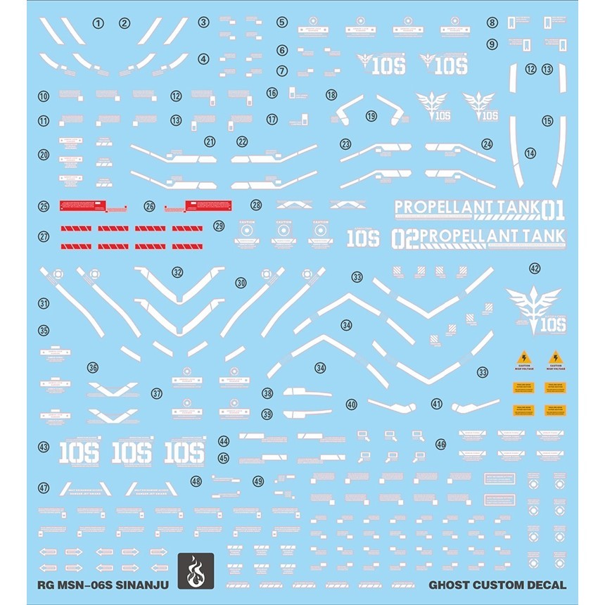 YAN FLAME Water Slide Decal GHOST RG2 RG 1/144 Sinanju MSN-06S Fluo (YANRG017) 20250721