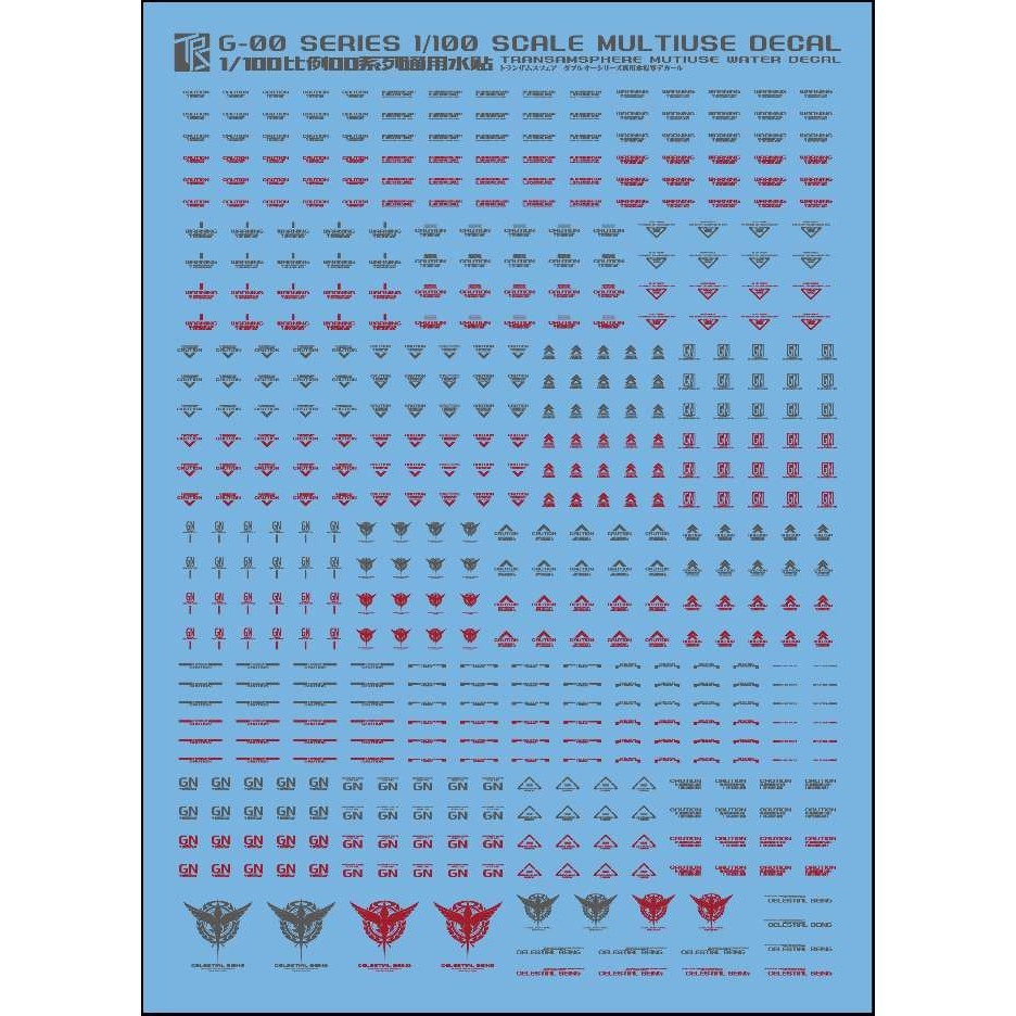 Transamsphere TRS MG RG HG 1/144 1/100 00 Series Sign Water Slide Decal TRSTYTU003RG TU003WG TU003RB TU003WB TU004WB TU004GR
