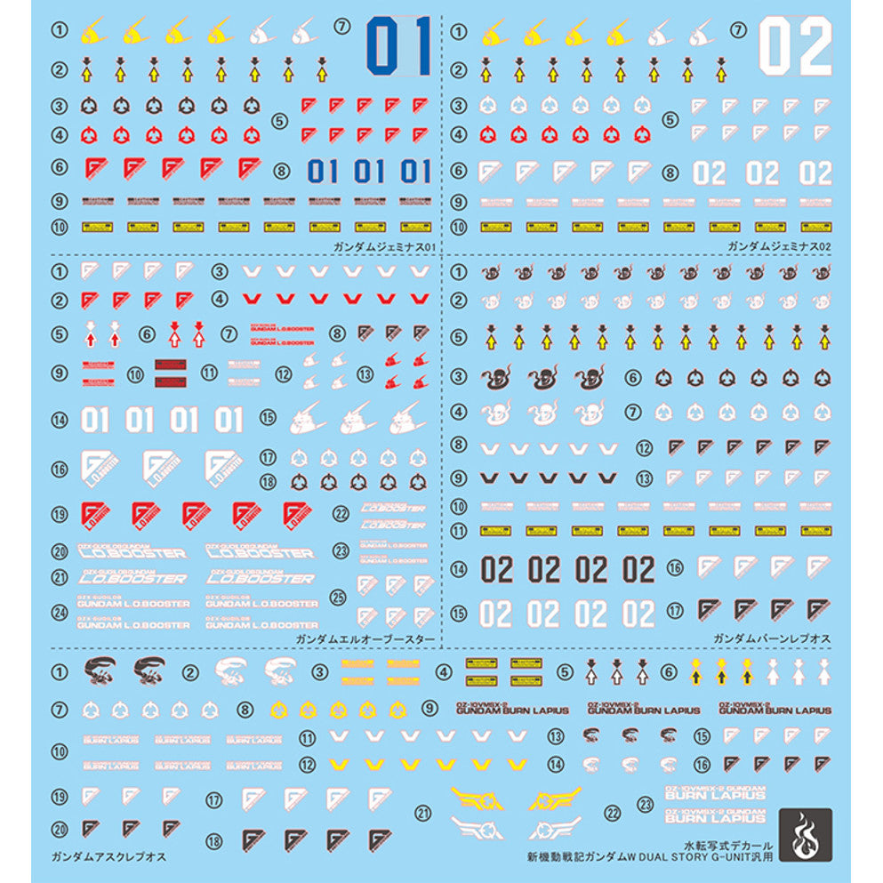 YAN Flame WATER SLIDE DECAL for HG 1/144 GEMINASS 01 02 / AESCULAPIUS / L.O.BOOSTER / BURN LAPIUS (YANHG091) 20250721
