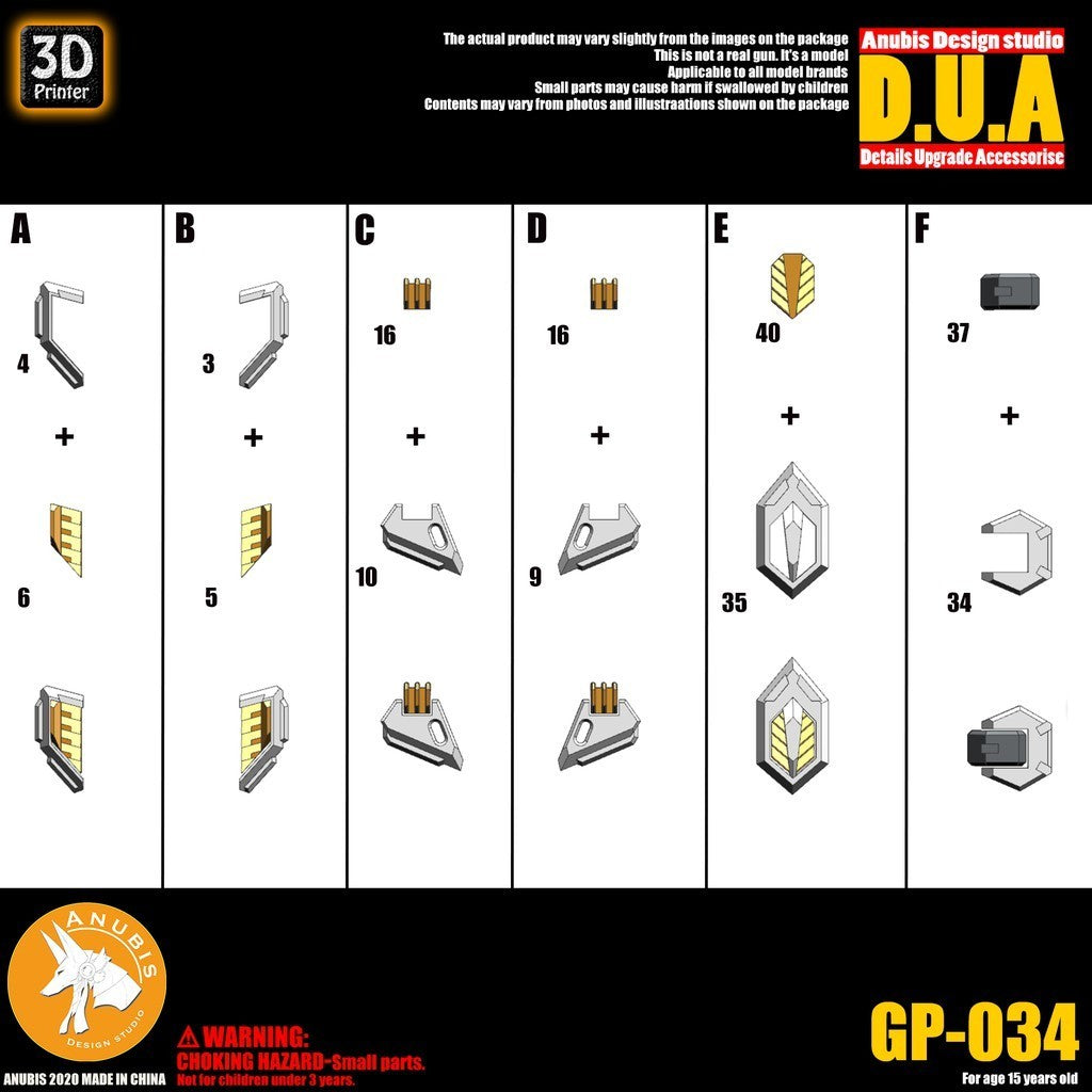 ANUBIS 3D print detail upgrade parts GP034 upgrade fit for HG barbatos lupus rex no kits