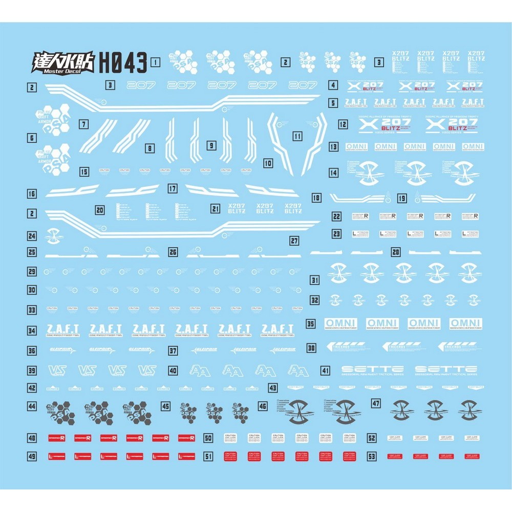 MASTER Water Slide Decal H043 HG 1/144 BLITZ SEED Fluo Type Collectibles