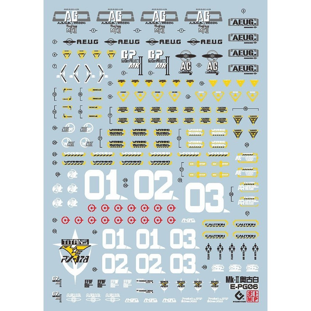 20250721 EVO PG 1/60 RX-178 MK2 MK 2 AEUG Fluo water slide decal EVOPG001