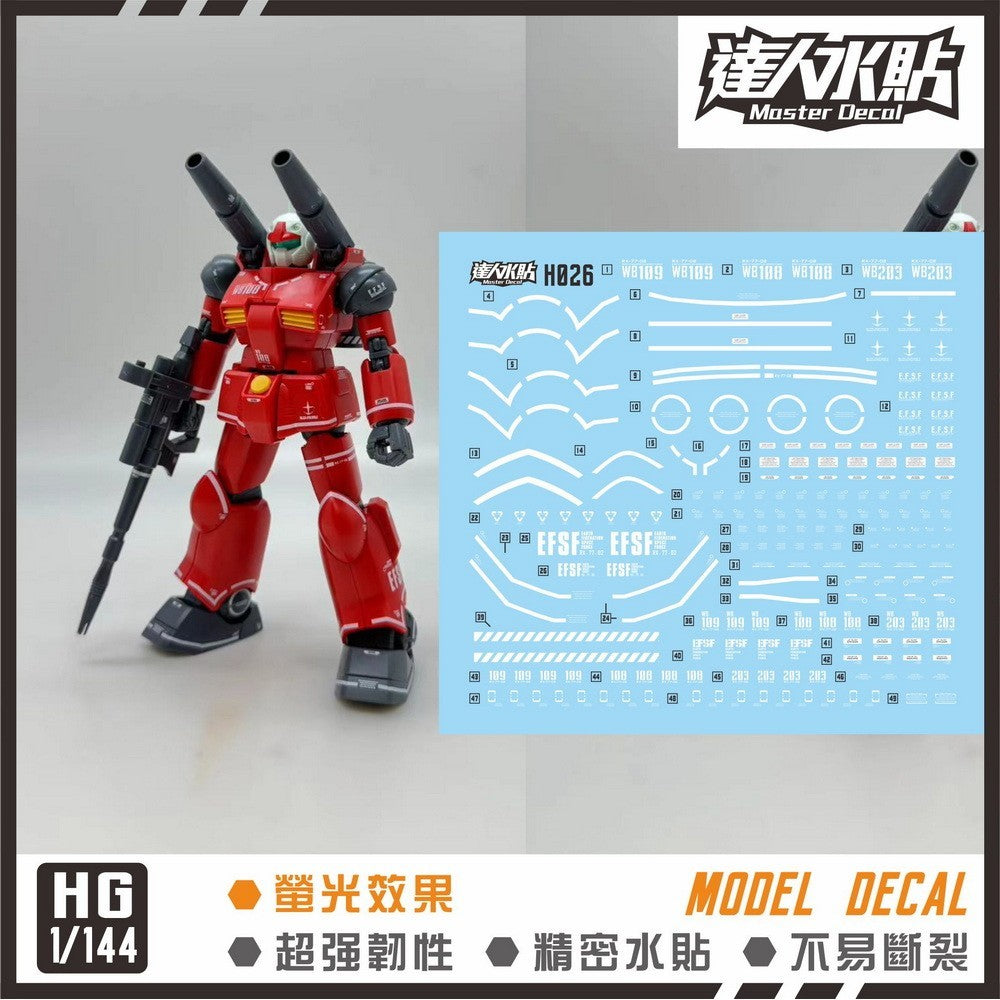 MASTER Water Slide Decal H026 RX-77-2 HG 1/144 Guncannon Fluo Type Collectibles