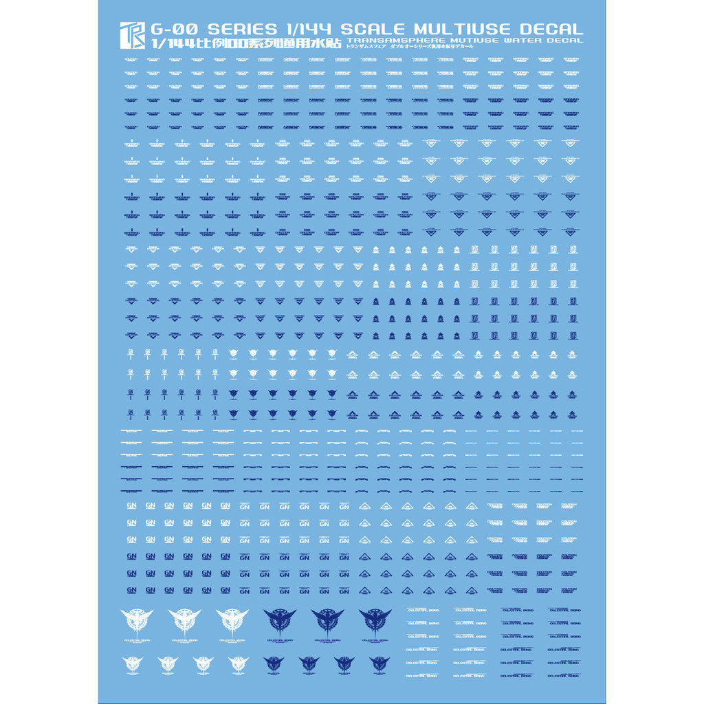 Transamsphere TRS MG RG HG 1/144 1/100 00 Series Sign Water Slide Decal TRSTYTU003RG TU003WG TU003RB TU003WB TU004WB TU004GR