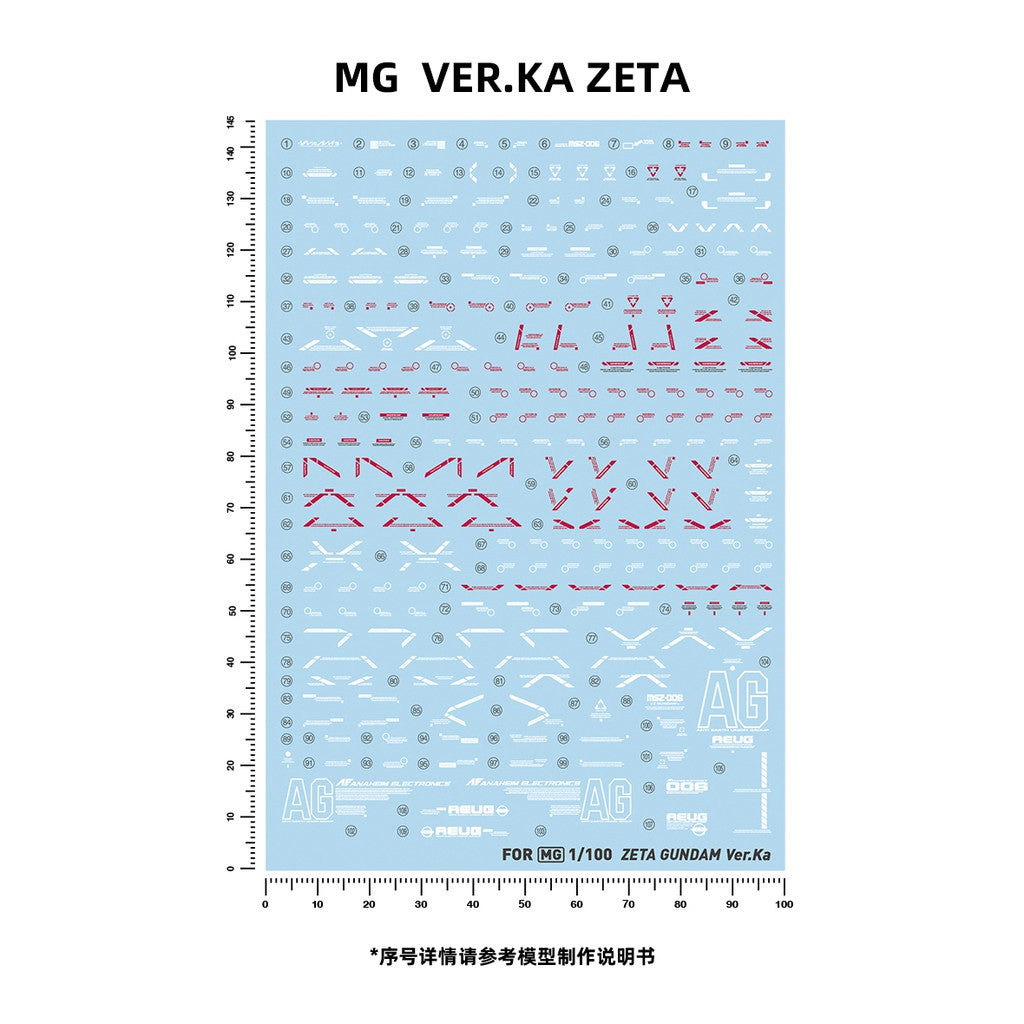 20250722 Artisan's Club MG 1/100 Zeta ver.ka Water Slide Decal MG219