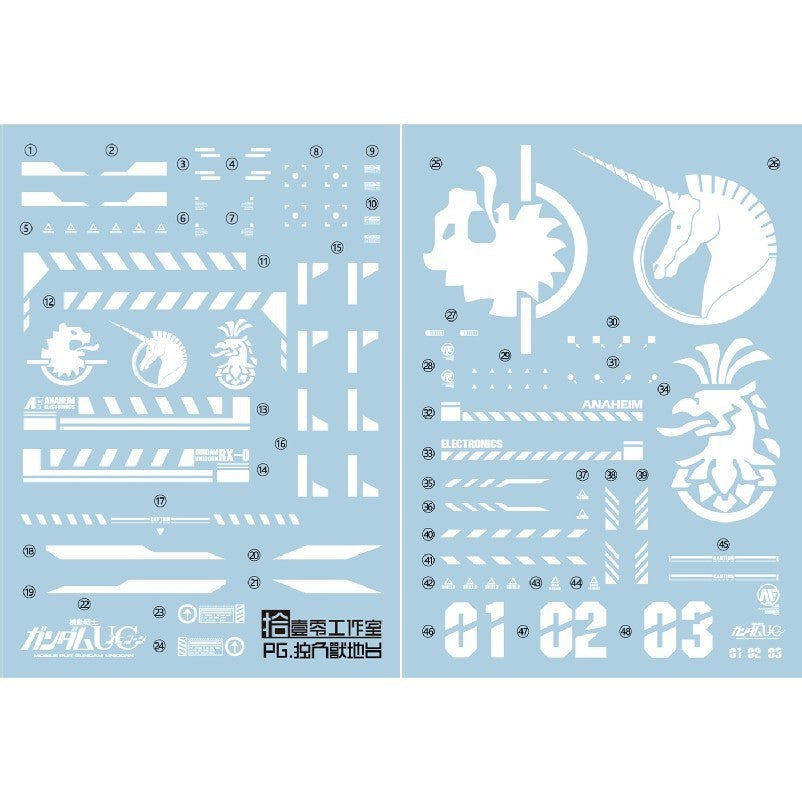 1010 Water Slide Decal PG 1/60 Unicorn Series RX-0 Unicorn Banshee Phenex Stand 1010PG006
