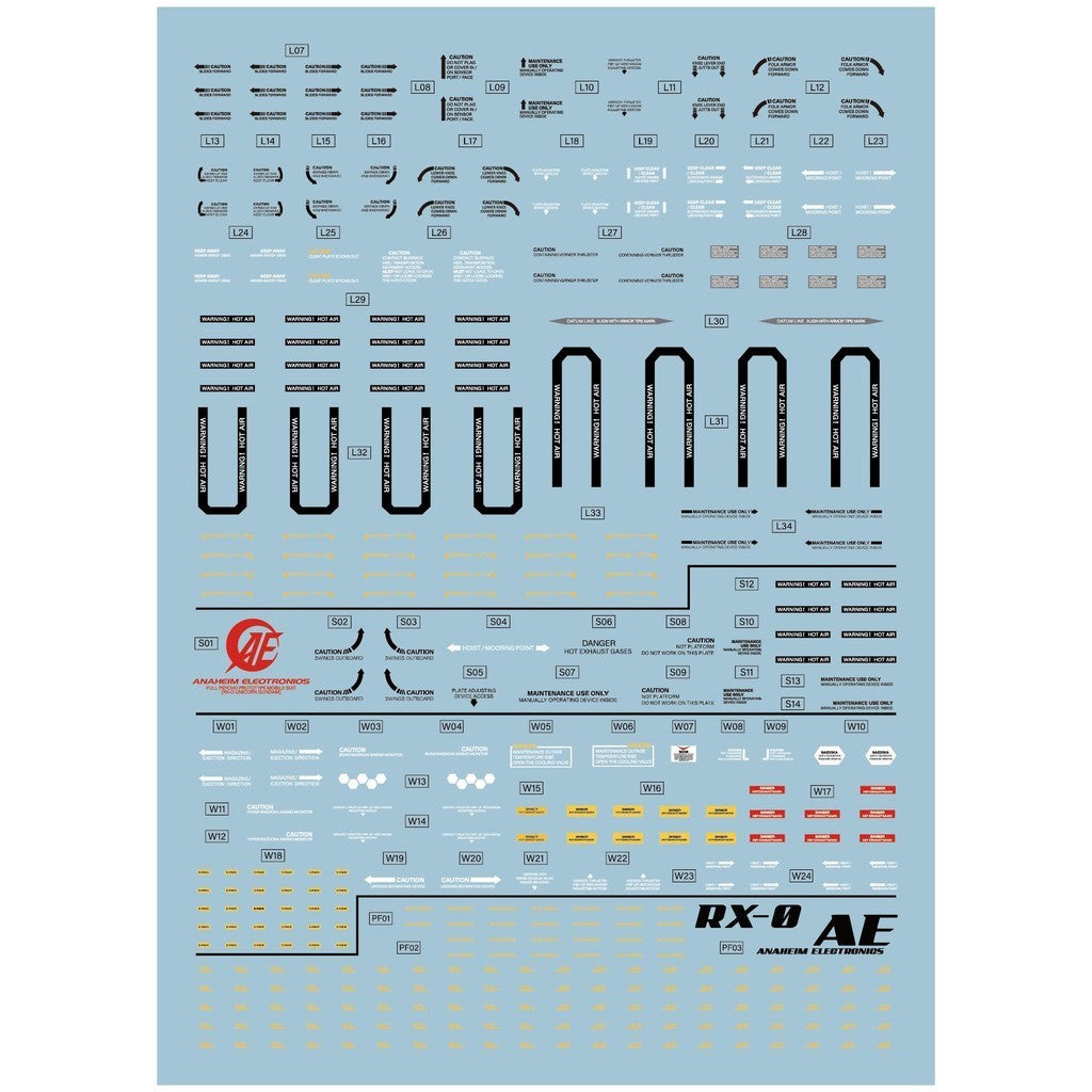 1010 Water Slide Decal PG 1/60 Unicorn RX-0 1010PG007-1 1010PG008