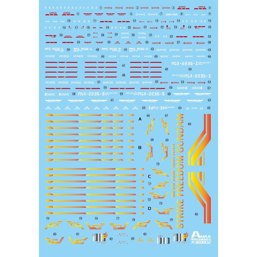 AMAX Water Slide Decal 1/100 MB Soul Blue ver Strike Freedom Fluo Gold Coaitng AMAXMB008