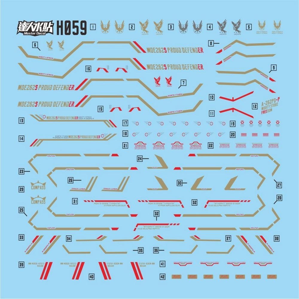 MASTER H059 HG 1/144 mighty strike freedom metal gold water slide decal Collectibles