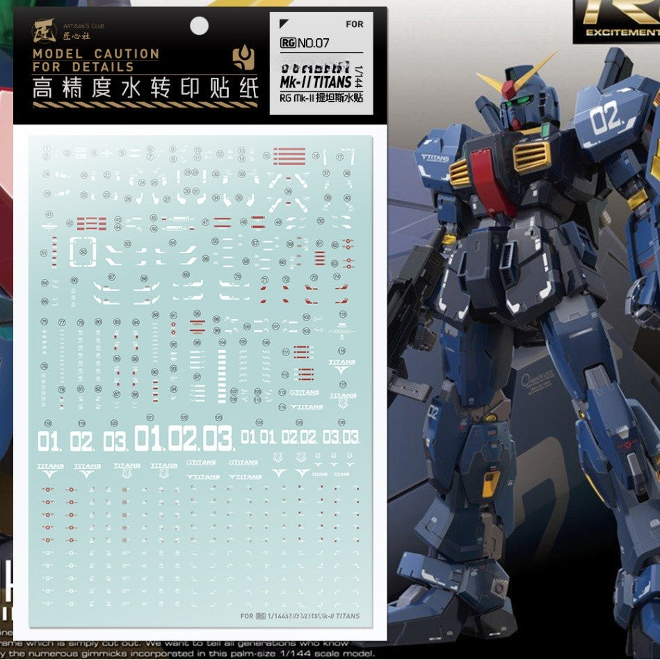20250722 Artisan's Club RG 1/144 RX-178 MK2 Titans Water Slide Decal