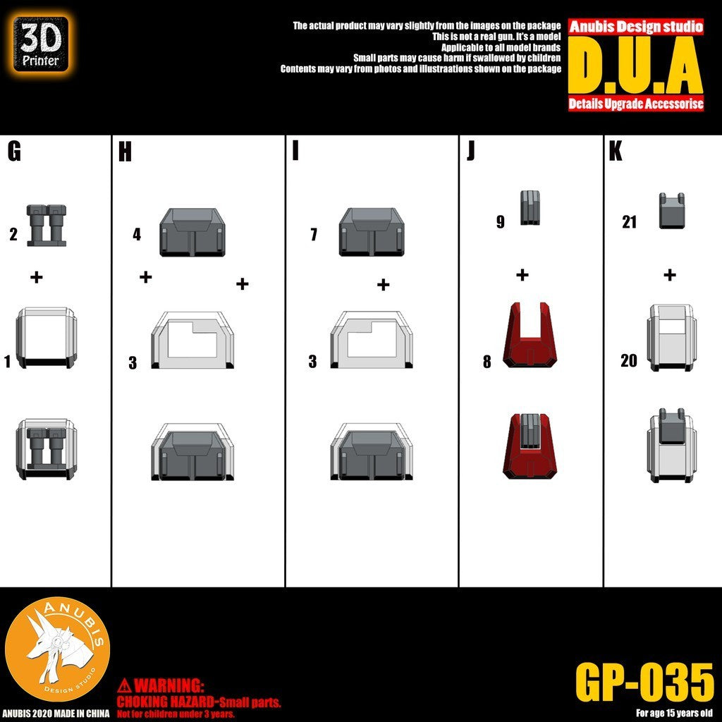 ANUBIS 3D print detail upgrade parts GP035 parts fit for MG Strike Rouge no kits