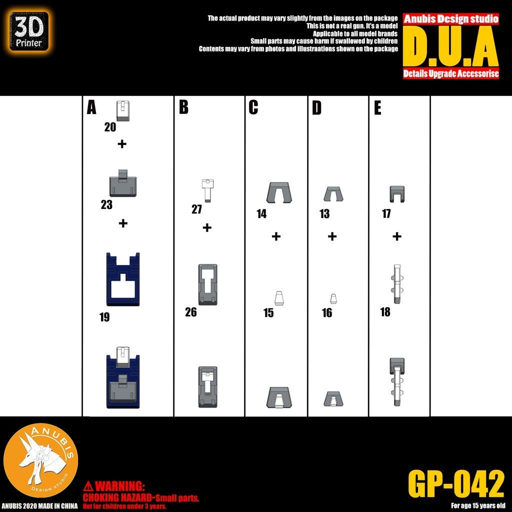 ANUBIS 3D print detail upgrade parts parts for HG MS-06R-1A Black TRI-STARS ZAKU 2 GP042 from kits