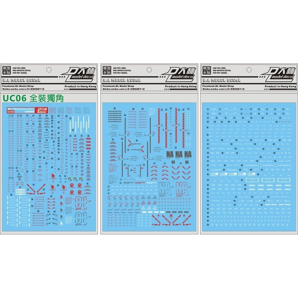 DL DALIN Water slide decal MG 1/100 FA FULL ARMOR Unicorn