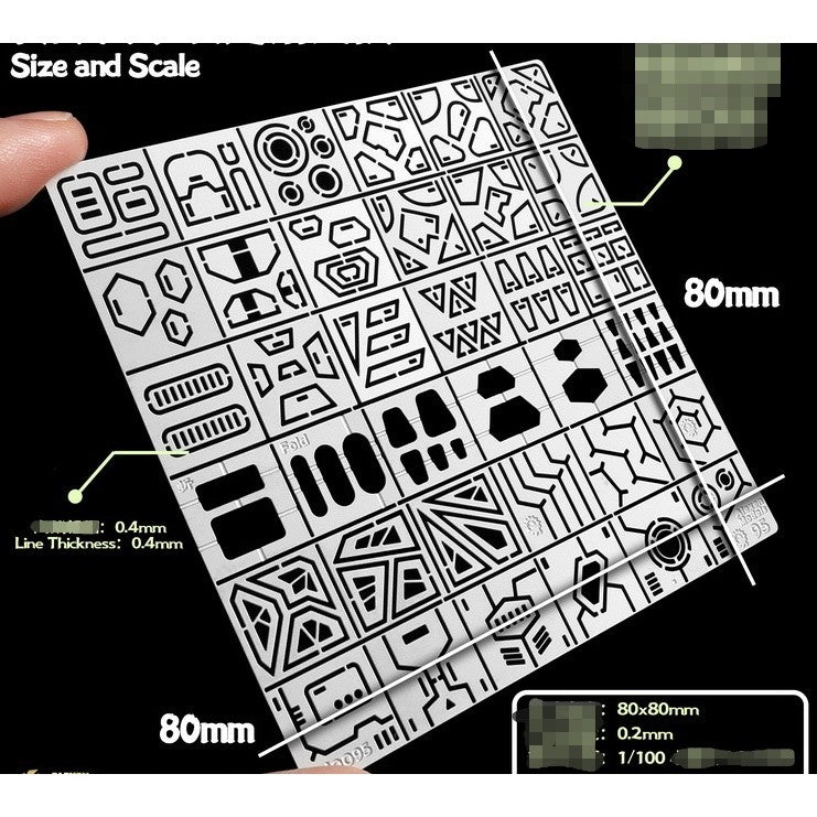 Alexen AJ0095 iron handle crystal flake engraving detail auxiliary ruler model tool