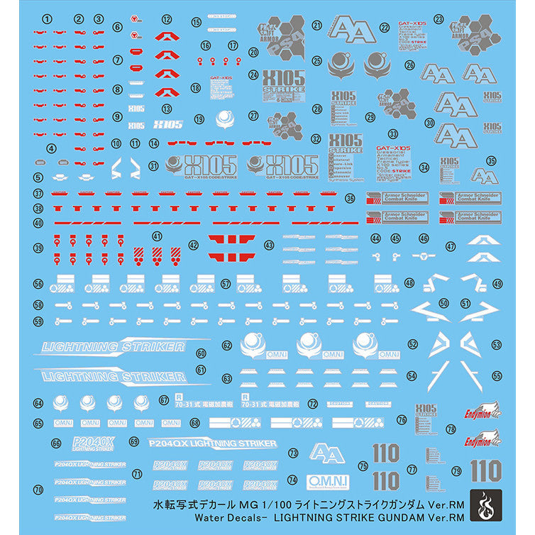 YAN FLAME MG 1/100 Lightning strike RM Fluo Water slide decal (YANMG100) 20250721
