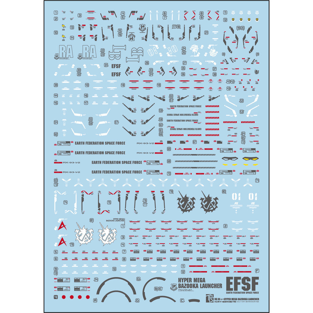 Transamsphere TRS RG 1/144 Hi- Hi Nu + Hyper Mega Bazooka PB Water Slide Decal TRSRG013