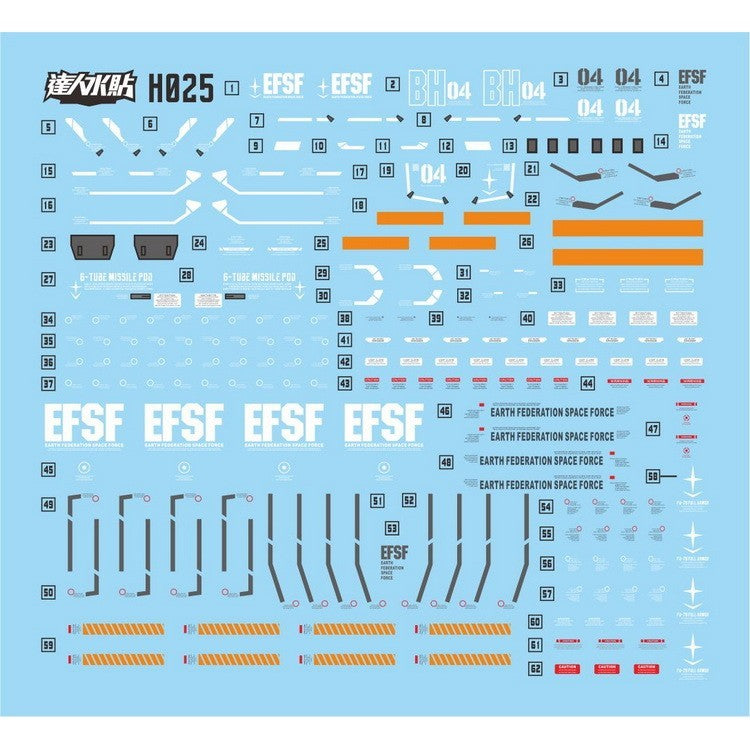 MASTER Water Slide Decal H025 HG 1/144 FA78 FA-78 Thunderbolt Fluo Type Collectibles