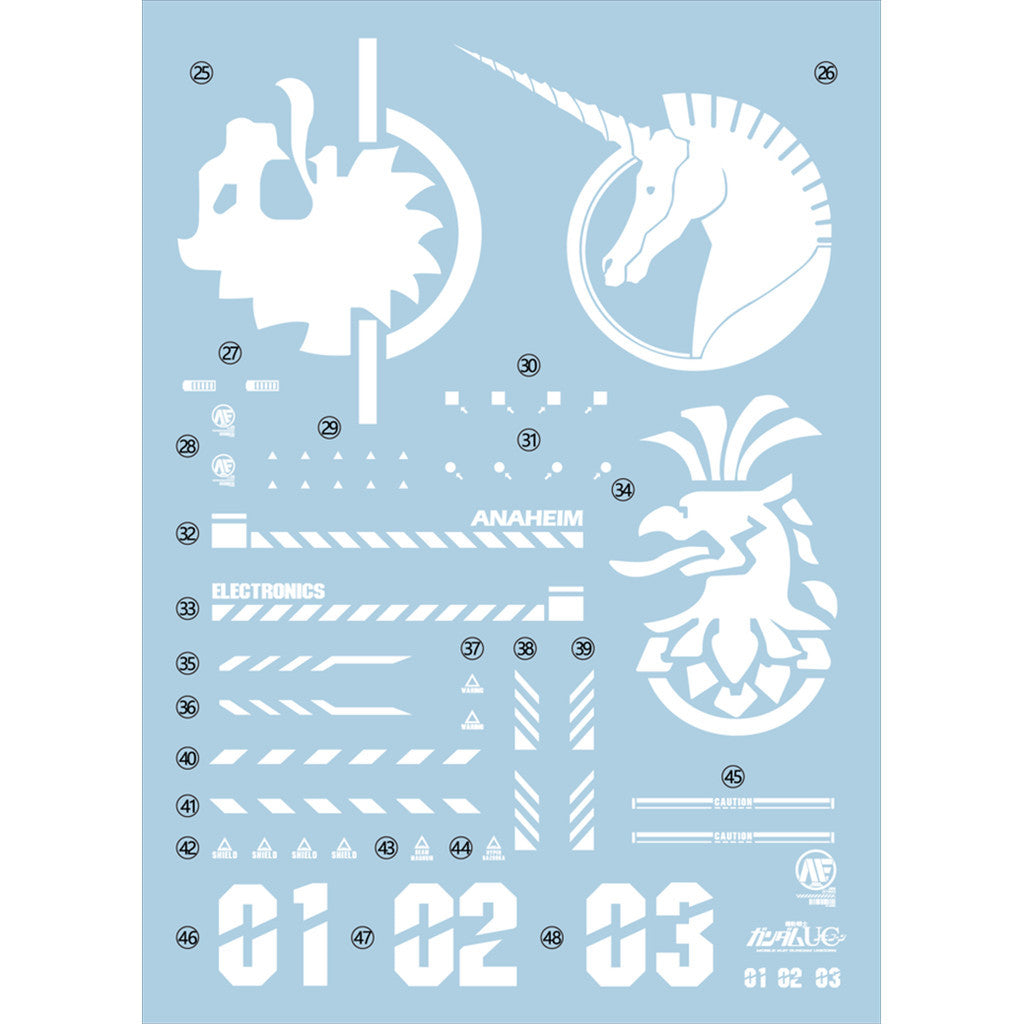 1010 Water Slide Decal PG 1/60 Unicorn Series RX-0 Unicorn Banshee Phenex Stand 1010PG006