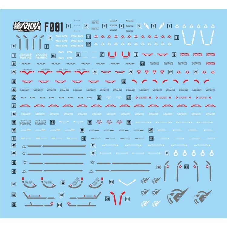 MASTER Water Slide Decal F001 FM 1/100 AERIAL Collectibles
