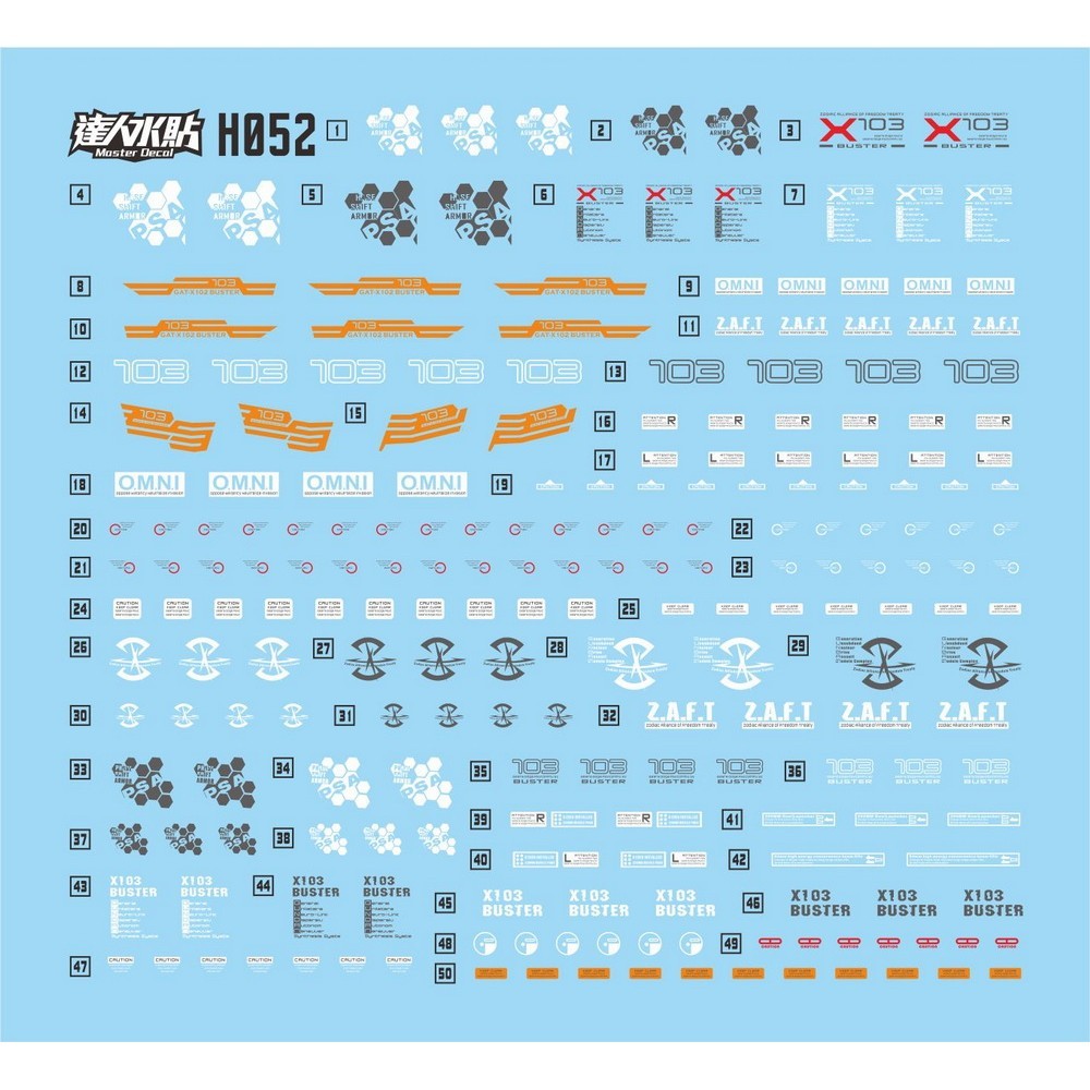 MASTER Water Slide Decal H052 HG 1/144 Buster SEED Fluo Type Collectibles